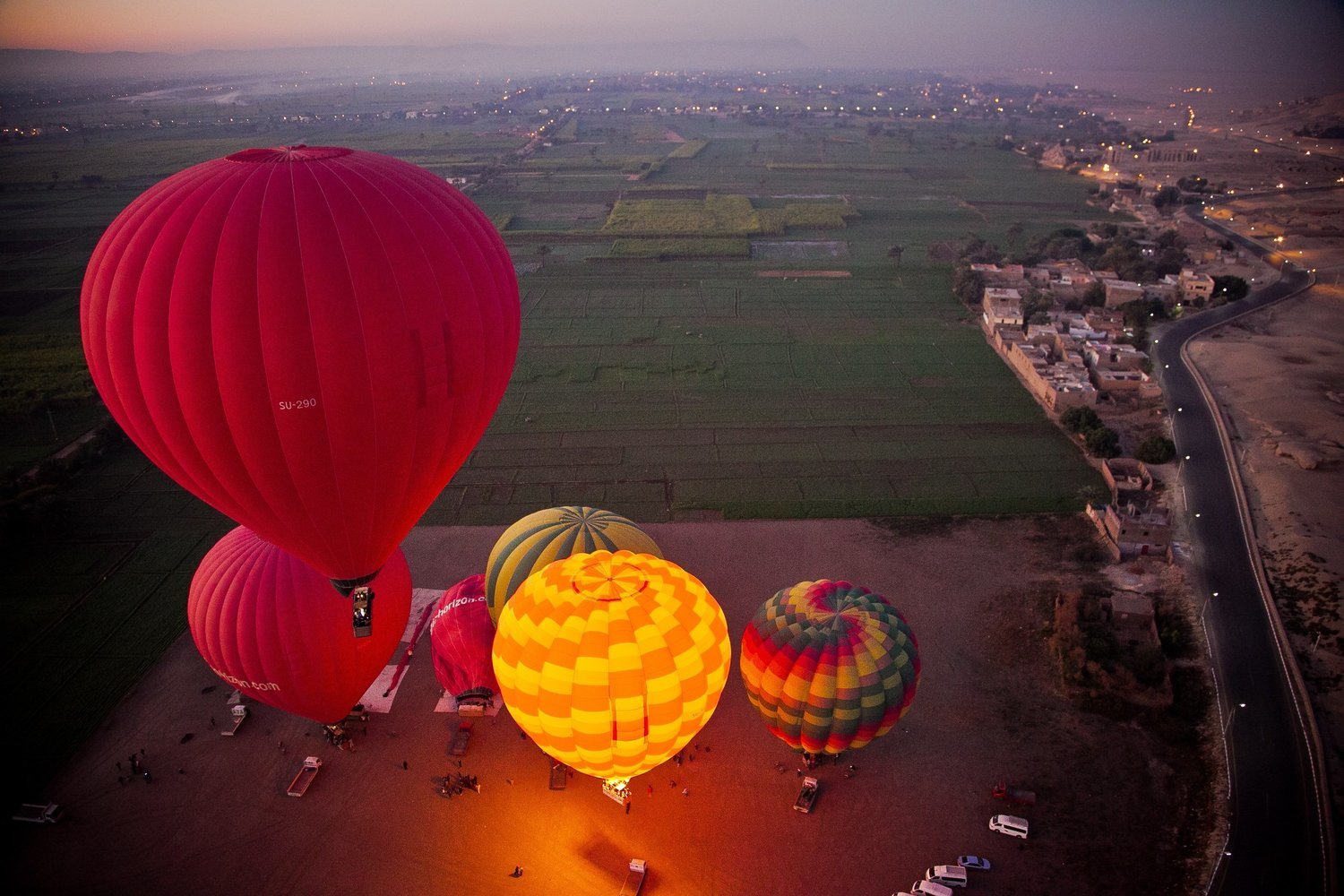 Hot air balloon in luxor, balloon ride Egypt. Luxor balloon ride